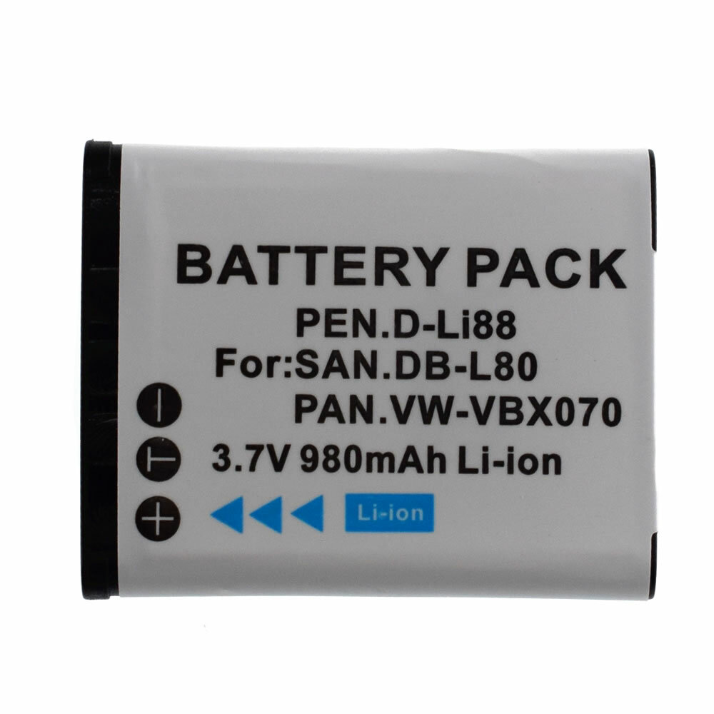 Batterie D-Li88 Compatible Pentax Optio - Remplacement Pour H90, P70, W90, Etc. - Haute Capacité Li-Ion