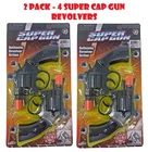 4PK 8-Ring Shot Super Cap Revolver Guns Police Detective Pretend Play Kids Boys