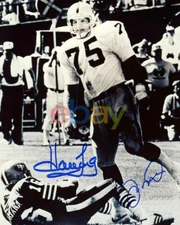 JOE MONTANA & HOWIE LONG dual-signed 8x10 SACK - Autographed reprint