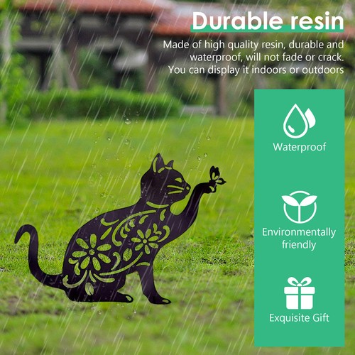 Metal Cat Garden Statues Silhouette Animal Stakes Lawn Ornaments (Single Cat) - Picture 5 of 8