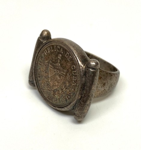 Antique Coin Ring Diez Centavos 1949 Sterling Silver - Picture 6 of 7