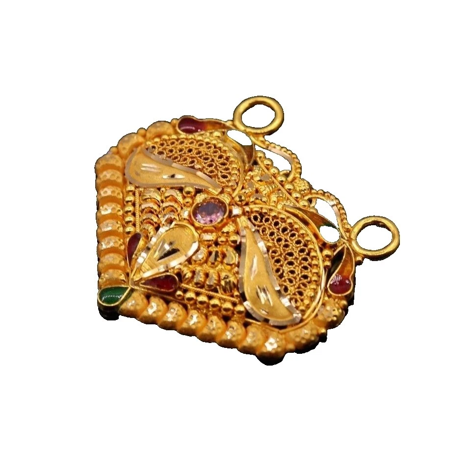 Cubic Zirconia Enamel Yellow Gold Handcrafted Necklaces & Pendants