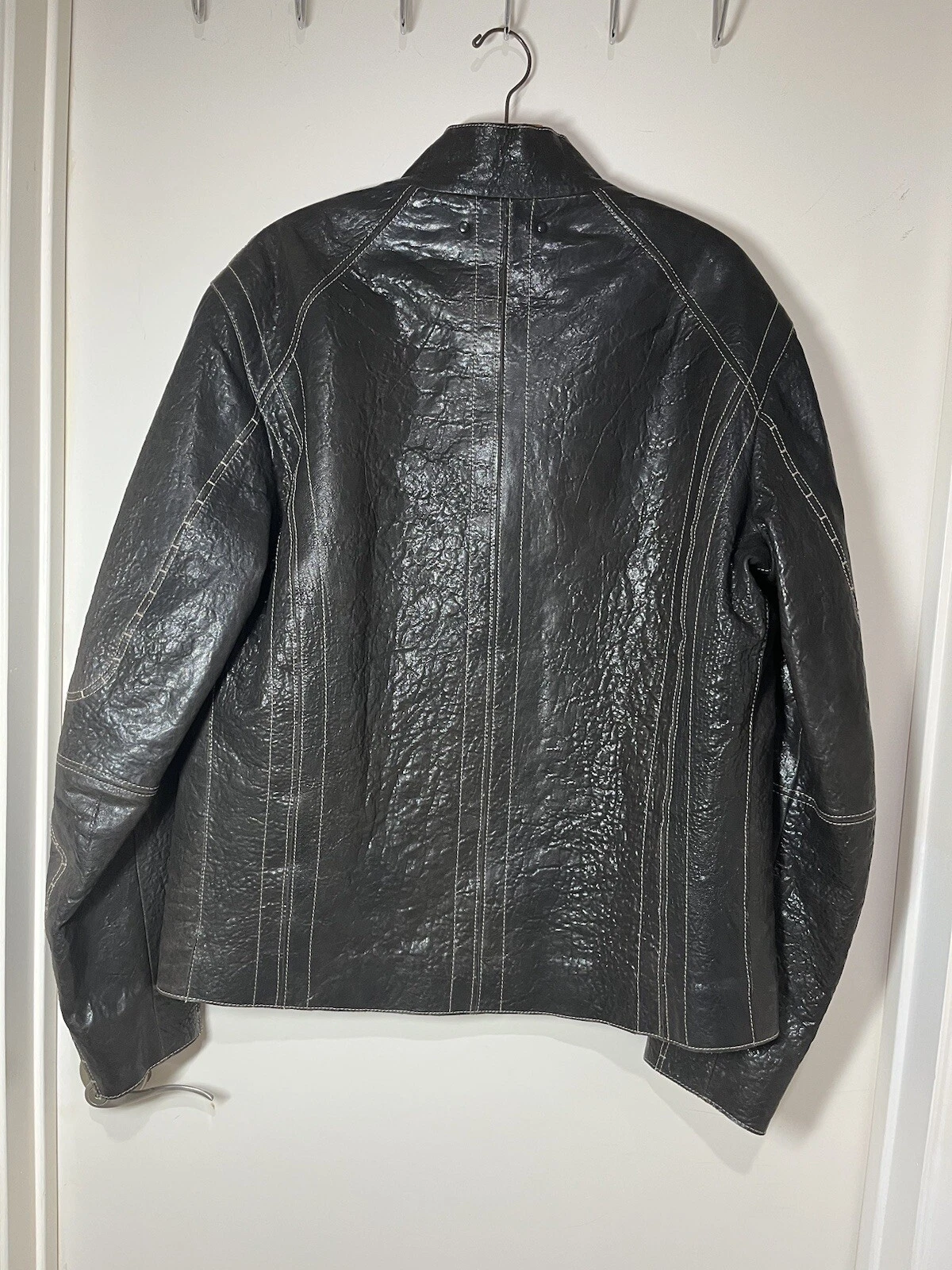 Hugo Boss Lamb Brown leather Racer jkt SZ 46R Casual SUPERB - product detail image 4