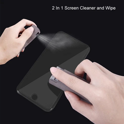 Phone Screen Cleaner Spray Mobile Screen Dust Removal Tool Kit Microfiber 2 in 1