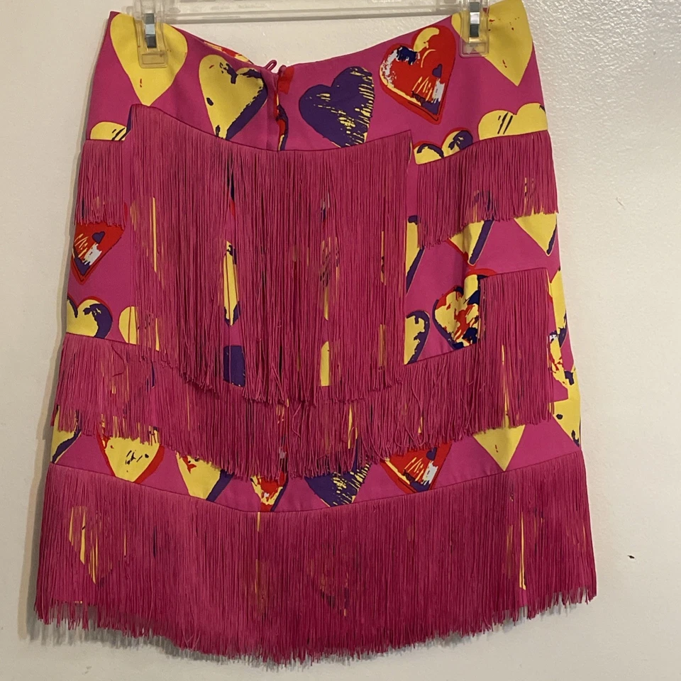 Minifalda Versace para H&M Rosa Seda Flecos Estampado Corazón Rosa 10 Foto 2 de 4