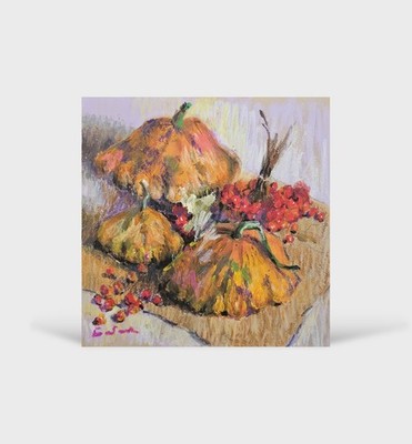 Oil painting Pattypan Ukrainian painter canvas Unframed original still life
