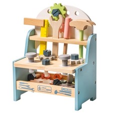 ROBUD Mini Wooden Play Tool Workbench Set for Kids Toddlers - Construction Toys