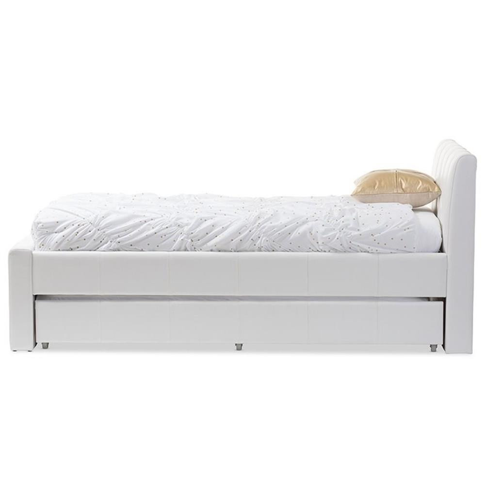 Baxton Studio Faux Leather Twin Platform Bed with Trundle