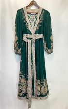 Authentic ZIMMERMANN Devi Paisley Print Cotton Voile Wrap Maxi Dress Green Size