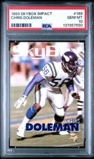 1993 SKYBOX IMPACT #189 CHRIS DOLEMAN PSA 10 GEM MINT HOF POP 1 FALCONS VIKINGS