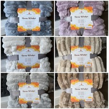 Plush Ribbed Fleece Throw Blanket   Ultra Soft  Cozy