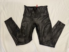 Spanx Women's Black Faux Leather High Rise Moto Activewear Leggings Size XL