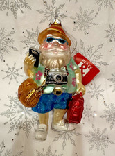 Ornament - Tourist Santa Glass 5"