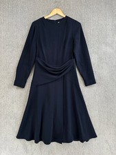 The Fold Dress Womens Size UK 12 Navy Blue Midi Formal Work Peplum