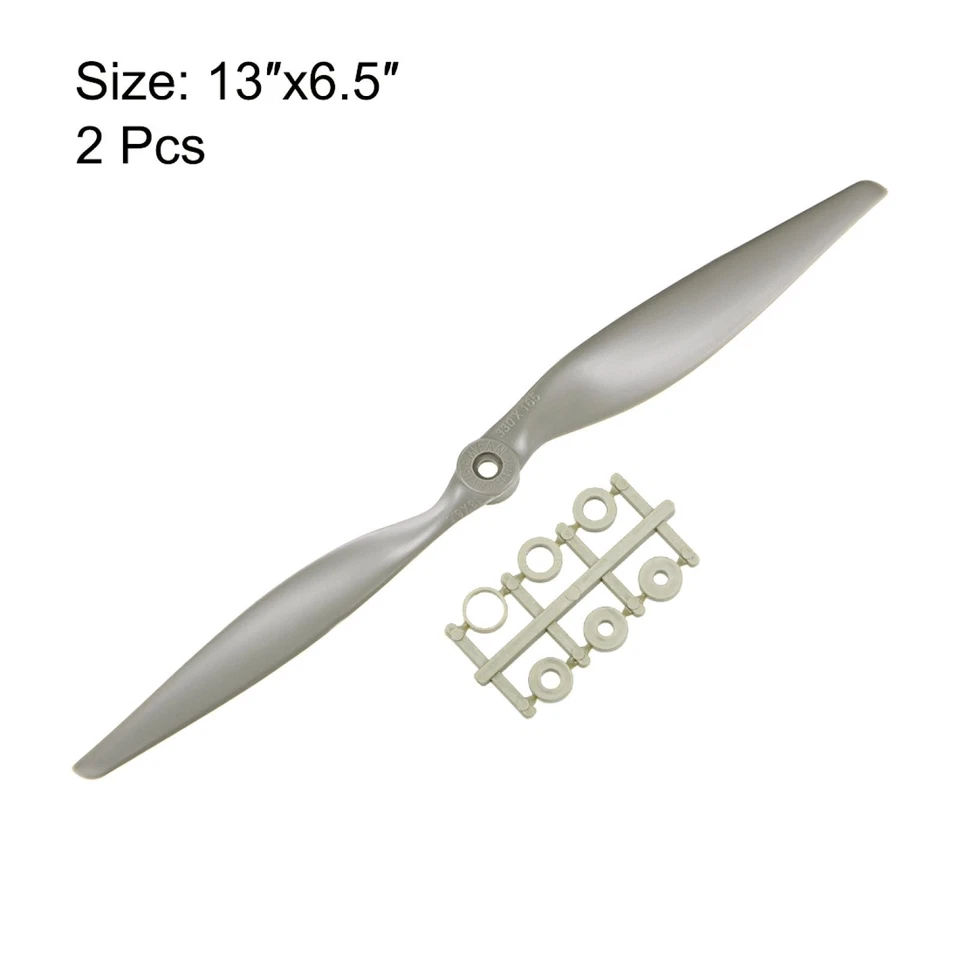 RC Propellers CW 13x6.5 Inch 2-Vane for Airplane Gray 2Pcs with Adapter Ring - Image 2 of 4
