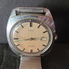 Timex Self-Wind Automatic Wristwatch Silver Metal Bracelet Waterproof