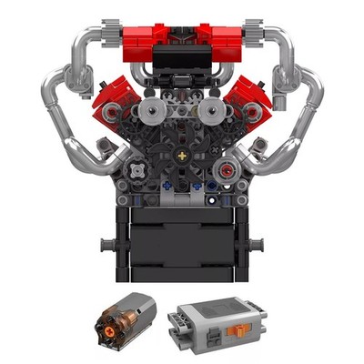 V8 Motor Motor Maschinenbau Modell Bauklotz Spielzeug Geschenk ABS
