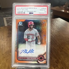 2022 Bowman Chrome Mega Box Matt McLain Orange Mojo Ref AUTO RC/25 GEM💎 PSA 10