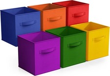 11 Inch Fabric Storage Cubes - Sturdy Collapsible Bins With Handle - 6 Foldable