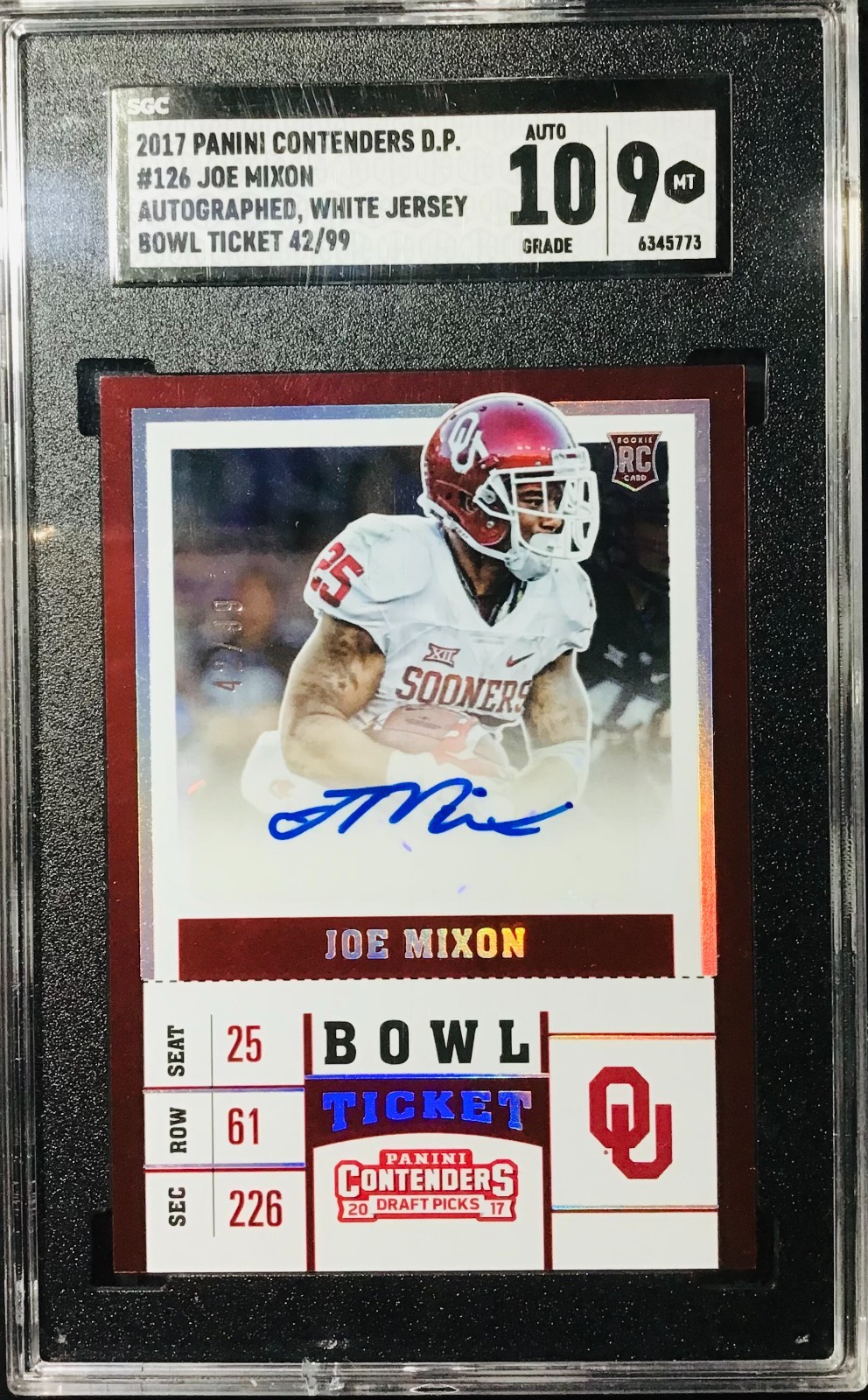 Joe Mixon Panini Contenders Draft Picks #126 Autograph Bowl Ticket