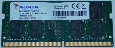 ADATA SO-DIMM DDR4 RAM 16GB 2Rx8 PC4-2666V-SE1-11 2666Mhz AO1P26KCST2-BBXS