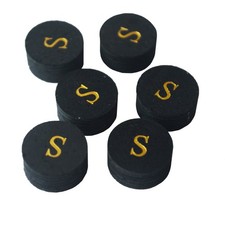 Collapsar 6pcs 14mm Black Multiple Layer Pigskin Pool Cue Tips H M S S S