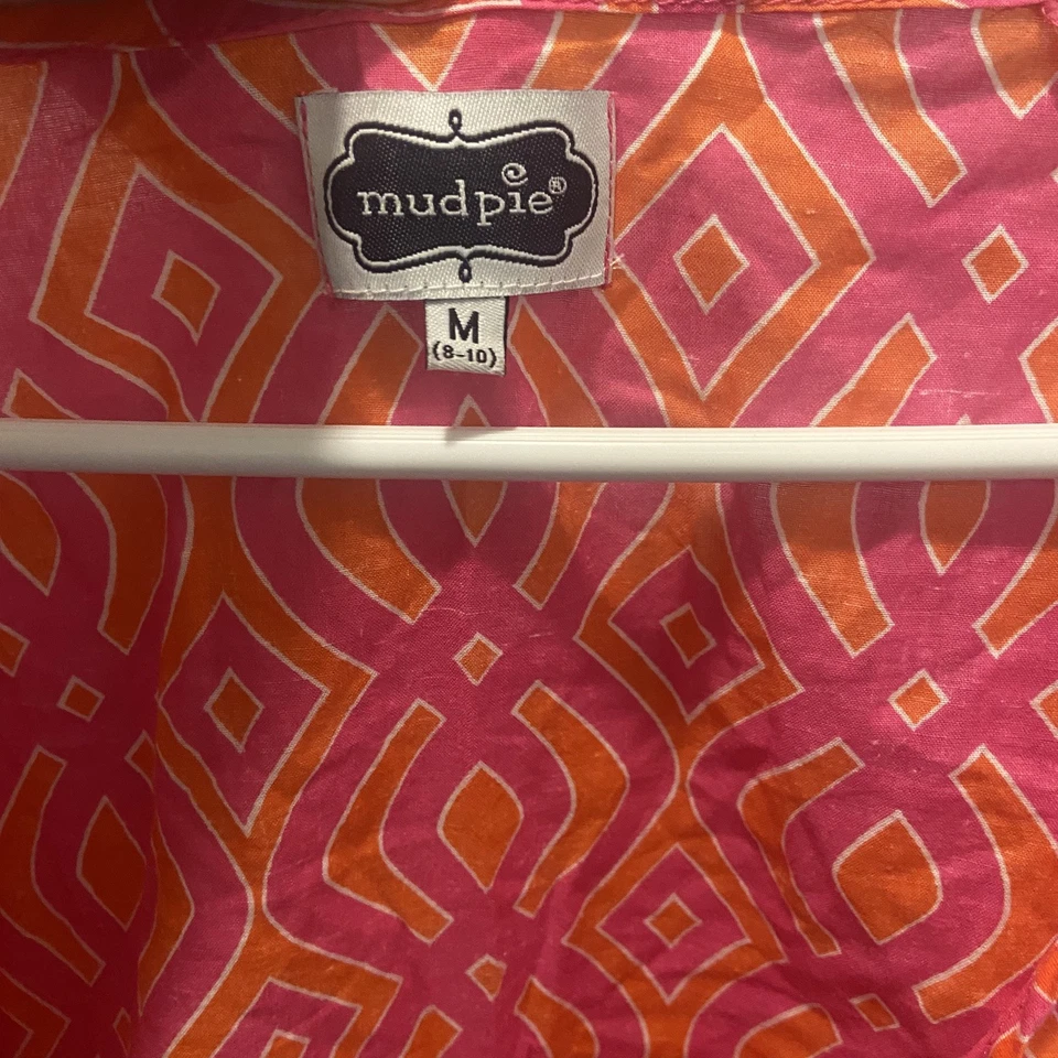 Vestido túnica Mud Pie para mujer M rosa naranja borla liviano playa Vaca Foto 2 de 4