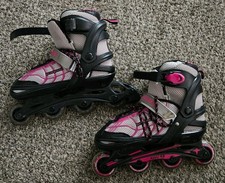 Schwinn Girls ABEC-5 In-Line Skates Roller Blades Adjustable Fit 5-8 Pink Gray