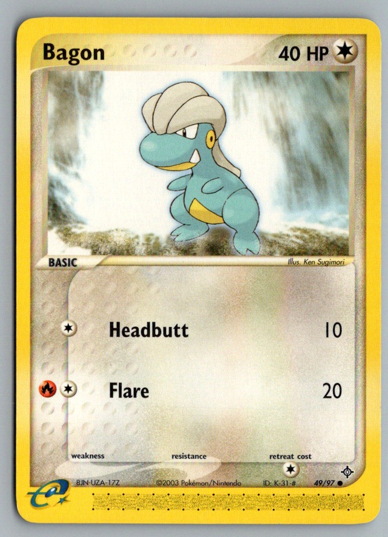 Bagon 49/97 Common Dragon Pokemon Lightly Played