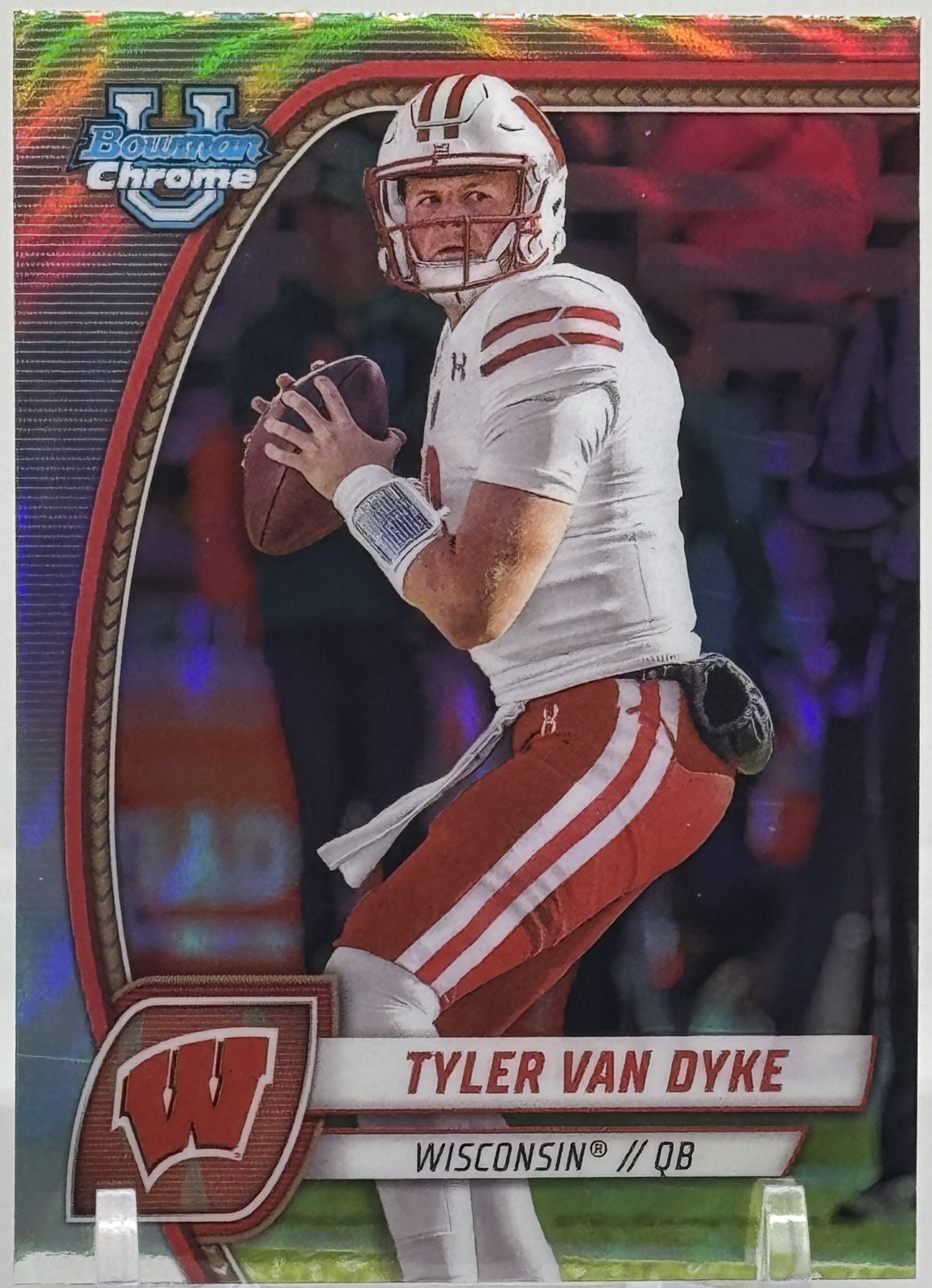 2024 Bowman Chrome University Tyler Van Dyke Refractor #180 Wisconsin