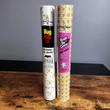 Vintage Bug Be Gone Shelf Liner 70s Kitchen Retro Beige 2 rolls 13"x20' Floral