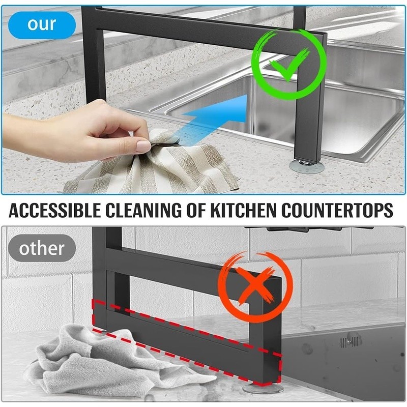 Retractable Over Sink Dish Drying Rack W/ Accessories Hooks Storage Organizer US