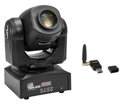 Kompakter Moving-Head-Spot Set mit 30W-LED, Gobos & Farbrad inkl. QuickDMX USB