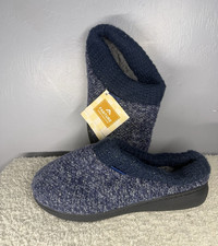 Fanture Women's Knit Slip-On Slippers Non-Slip Rubber Blue US 7-8 EU 40-41