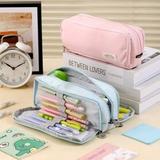 Large Capacity Pencil Case 3 Compartment Pouch Pen Bag for School Teen Girl Boy