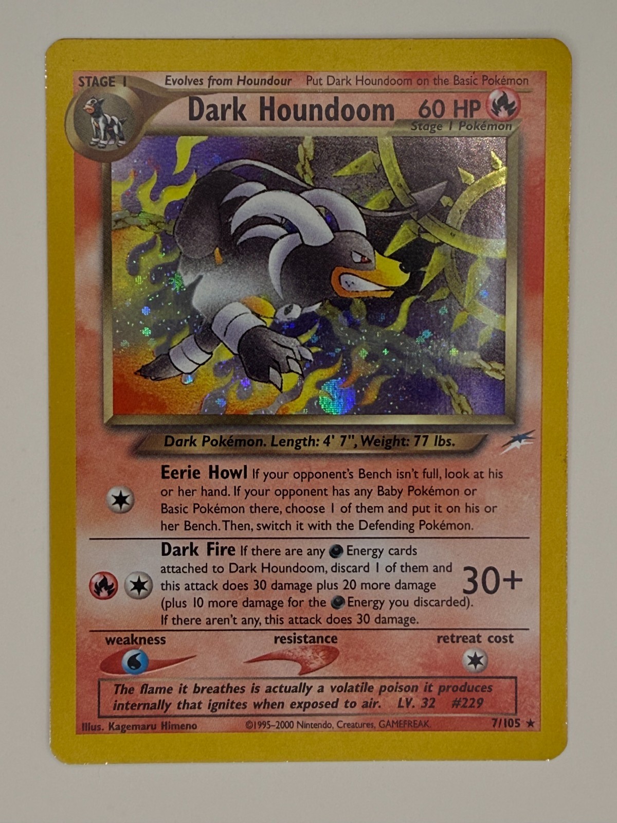 Dark Houndoom 7/105 Holo Pokemon Neo Destiny MP Moderately Played