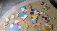 Vtg Walt Disney Fiberboard Lot of 11 Wall Hangings Nursery Child's Room Mickey