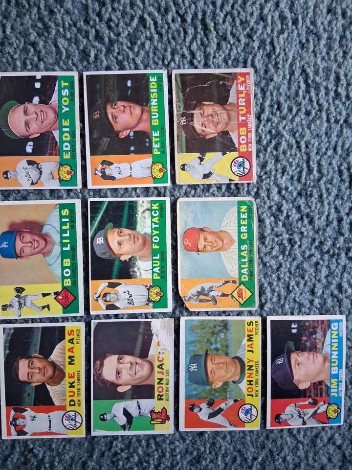 1960 TOPPS BASEBALL STARTER SET LOT(32/572)w/STARS,HOF,RC, Semi High-Numbers! - Image 4 of 4