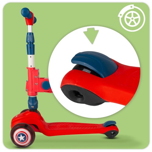 Malplay Kinderroller Dreirad Scooter mit Sitz Räder LED Cityroller 2in1 Rot - Bild 13 von 16