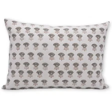 Block Print Off White Linen 14X20 Throw Pillowcase Cushion Cover with Zipper ...