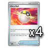 4x Ultra Ball 091/091 Paldean Fates English Pokemon Card Non Foil Playset x4