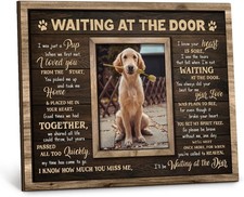 Dog Memorial Frame - Waiting At The Door Wooden Picture Frame for Pet Loss, 8...