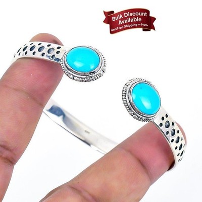 Arizona Türkis Stein Massiv Sterling Silber Tochter Trendy Boho Armreif Manschette