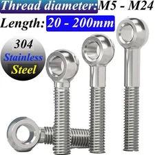 M5 - M24 304 Full/Partially Threaded Forged Eye Bolts Rings Wire Hanging Screws