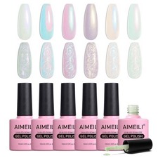 AIMEILI Pearl Effect Gel Nagellack 6 Farben T...