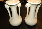 Set of 2 Vintage 1940s McCoy Pottery White Double Handle Vase