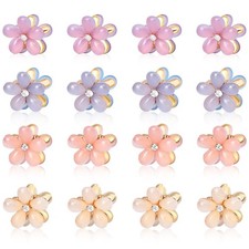 16PCS Small Hair Claw Clips for Women Girls, Mini Crystal Flower Hair Clips, ...