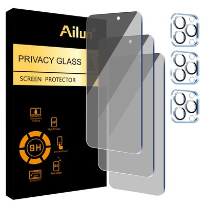 Ailun 3Pack Privacy Screen Protector for iPhone 15 Pro Max [6.7 inch]+3Pack C...