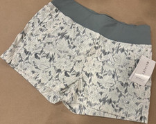 Athleta Floral Shorts Gray/White Drawstring E...