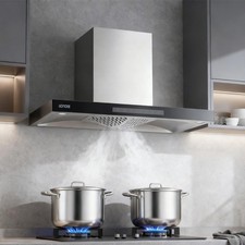90cm T Shape StainlessSteel Chimney Cooker Hood Kitchen 900m³/h Extractor Fan UK